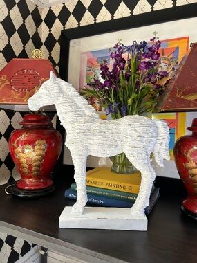 White Rustic Horse Sculpture by
